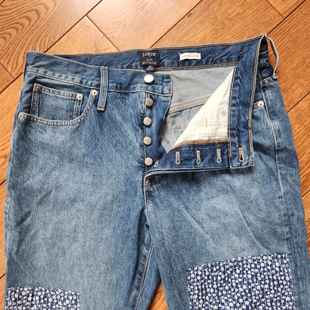 J Crew Premium Patchwork Button Fly Boyfriend Jea… - image 4